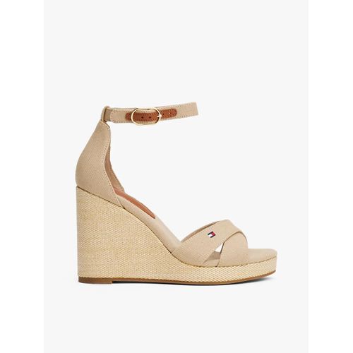 Sandales En Toile Talon Haut Compensé Flag High Wedge Espad Crisscross/horseradish