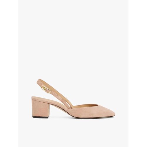 Slingbacks En Daim Talon Carré Suede Mid Heel Slingback Pump/claystone