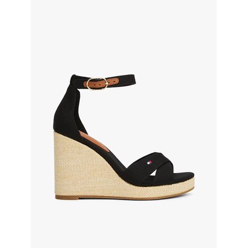 Sandales En Toile Talon Haut Compensé Flag High Wedge Espad Crisscross/black