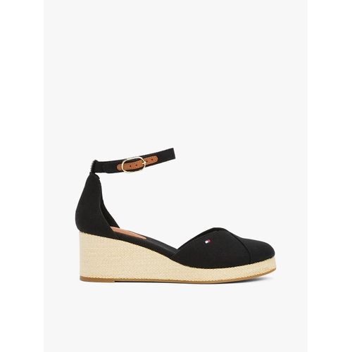 Sandales En Toile Talon Compensé Flag Closed Toe Mid Wedge Espad/black