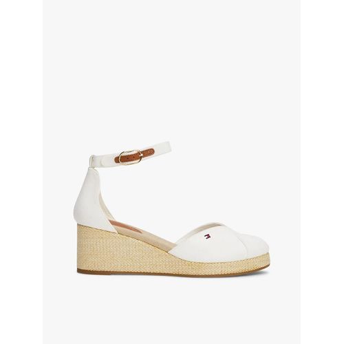 Sandales En Toile Talon Compensé Flag Closed Toe Mid Wedge Espad/ecru