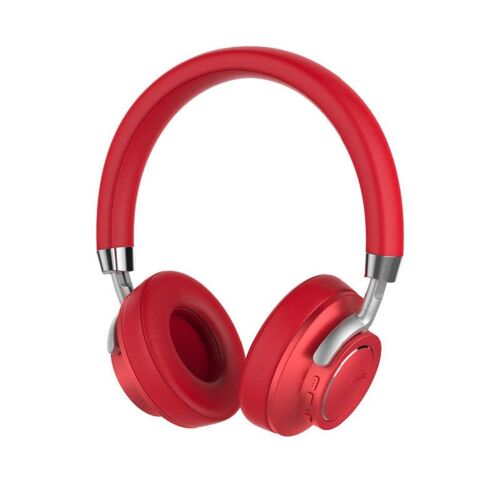 Casque Bluetooth sans Fil Casque Stéréo Souple à Réduction de Bruit avec Basses Lourdes avec Micro, Rouge
