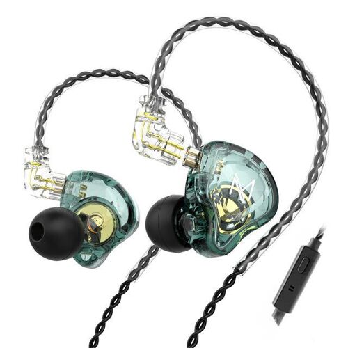 écouteur 10 mm double pilote magnétique HiFi Sport DJ moniteur casque dans l'oreille moniteur casque antibruit avec micro, avec micro, vert