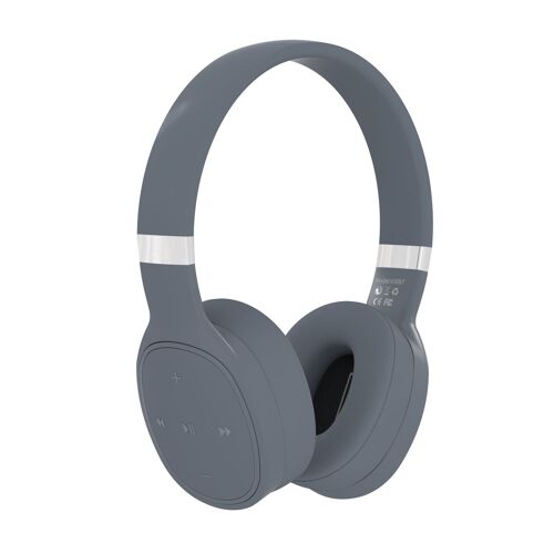 Casque mains libres Bluetooth 5.0 sans fil sur l'oreille pour téléphone portable, gris