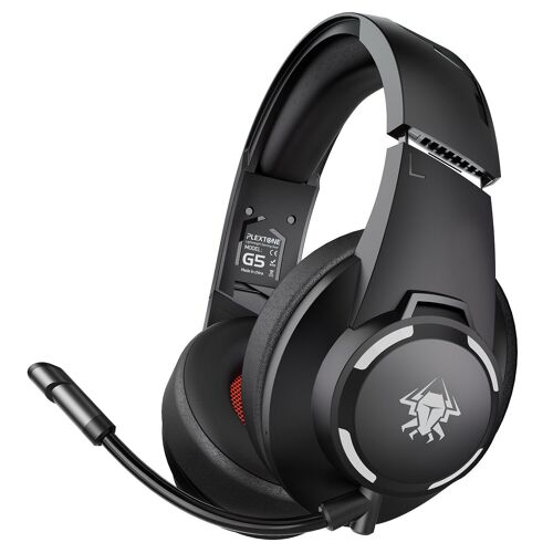 Casque Bluetooth sans Fil Casque de Jeu Pliable Casque de Jeu à Faible Latence avec Basses Lourdes avec Micro, Gris Noir
