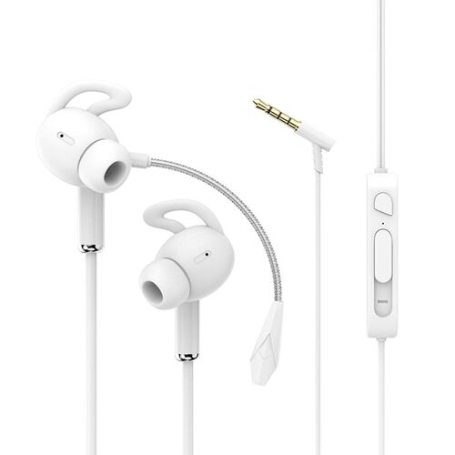 écouteurs Filaires 7.1 Surround Stéréo 13MM écouteurs Dynamiques 3.5MM Casque de Jeu Intra-auriculaire avec Double Micro Détachable,Blanc