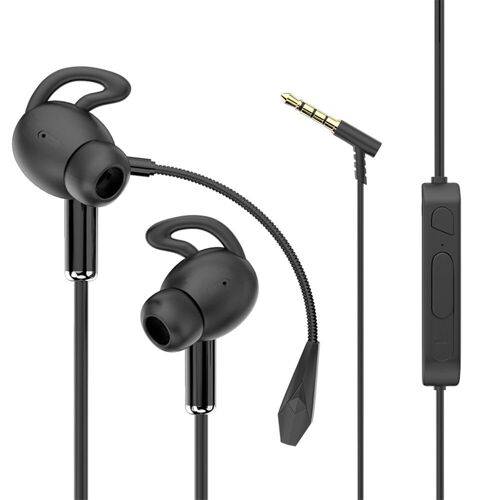 écouteurs Filaires 7.1 Surround Stéréo 13MM écouteurs Dynamiques 3,5MM Casque de Jeu Intra-auriculaire avec Double Micro Détachable,Noir
