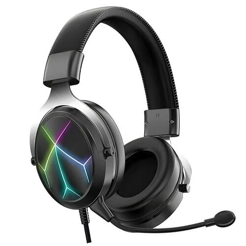 Casque de jeu à LED RVB Casque de jeu de sport à suppression de bruit avec micro pour PC portable Gamer, Noir