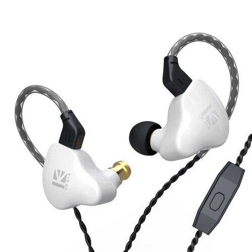 écouteurs intra-auriculaires dynamiques à double circuit magnétique en cours d'exécution avec écouteurs filaires HIFI avec micro Kbear KS2 KB06, avec micro, blanc