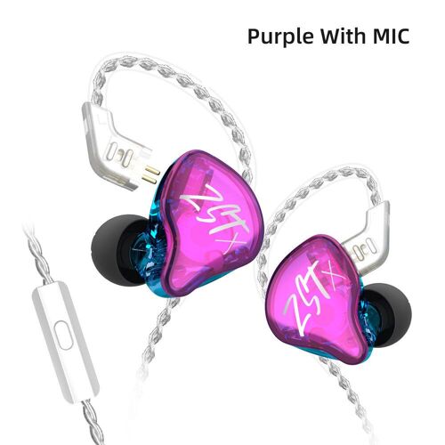 écouteurs Jack 3,5 mm écouteurs à armature équilibrée Pilotes dynamiques écouteurs intra-auriculaires pour iPhone Ordinateur portable, avec micro, Violet