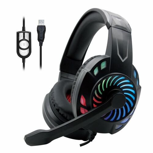 Casque de jeu super stéréo filaire casque basse écouteur avec micro antibruit pour Lapop, noir