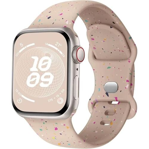 Bracelet Pour Apple Watch 38mm-40mm-41mm Series 9 8 Se 7 6 5 4 3 2 1 / Serie 10/11 (42mm) Silicone Souple Style Graffiti -Rose - E.F.Connection