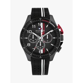 Montre Chronographe À Bracelet Silicone Noir Bank Watch/Black