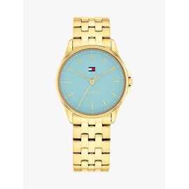 Montre Bracelet Plaquée Or À Cadran Bleu Jade Watch/Gold