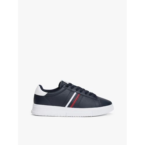 Baskets En Cuir Logo En Relief Modern Cupsole Stripes Lth/navy Blue
