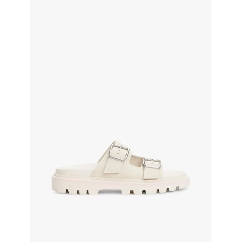 Sandales Crantées En Daim Double Bride Tjw Double Strap Sandal Suede/newsprint Beige