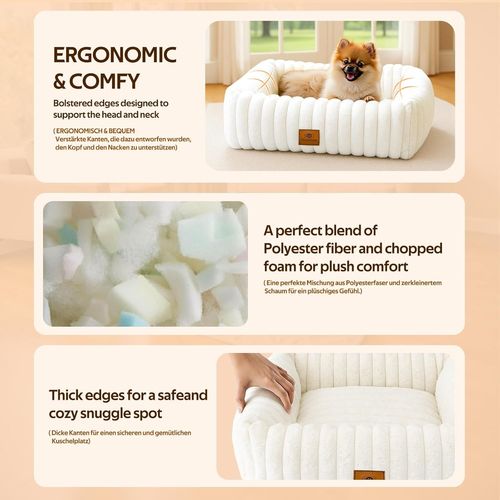 Panier Pour Chien Dehoussable Lavable, Lit Chien Duveteux Antidérapant Petit (Marron, S(51x48x15cm))