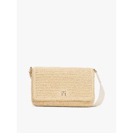 Sac bandoulière en raphia convertible TH SPRING LOGO CONV CROSSOVER/Sugarcane
