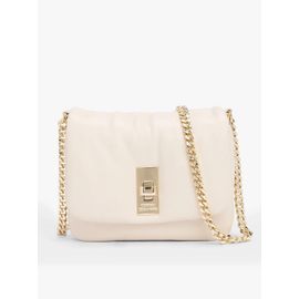 Sac bandoulière chaîne en cuir lisse SOFT LEATHER CROSSOVER/Beige