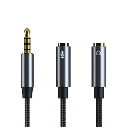 Microphone pour casque 2 en 1 cable adaptateur ligne audio une femelle vers double 3,5 mm male/un 3,5 mm male vers double femelle adaptateur casque 30 cm, A22