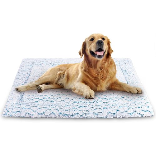 Tapis Chien Court En Peluche Pour Chiens De Moyen Taille, Matelas Chien, 94 X 61 Cm, Bleu
