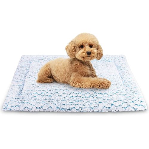 Tapis Chien Court En Peluche Pour Chiens De Moyen Taille, Matelas Chien, 94 X 61 Cm, Bleu