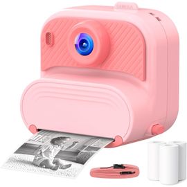 Appareil Photo Instantané Enfant Fille: Appareil Photo pour 3 À 12 Ans - 1080p Camera avec 4 Jeu - Noël Cadeau pour 4 5 6 7 8 9 10 11 Ans - Anniversaire Caméra Vidéo avec Carte 32GB Rose