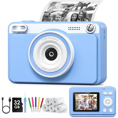 Appareil Photo Instantané, 2.4"" Écran Appareil Photo Enfant avec 32GB & 5 Rouleaux de Papier d'impression, Cadeau pour Enfant Garçons Filles 3-14 Ans