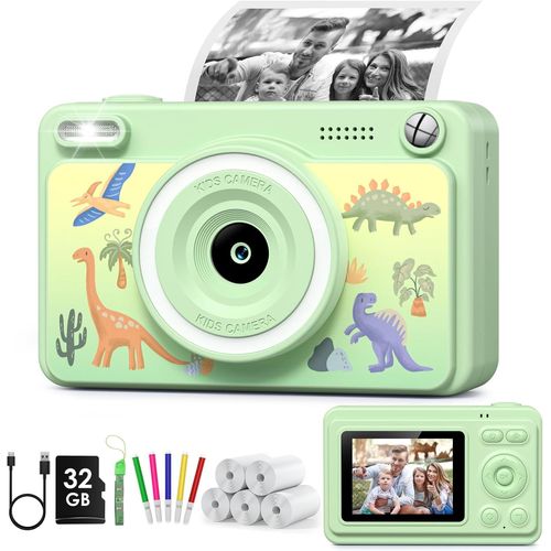 Appareil Photo Instantané, 2.4"" Écran Appareil Photo Enfant avec 32GB & 5 Rouleaux de Papier d'impression, Cadeau pour Enfant Garçons Filles 3-14 Ans