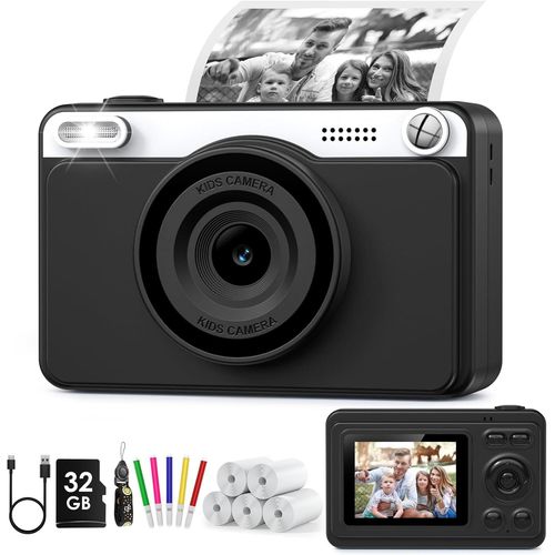 Appareil Photo Instantané, 2.4"" Écran Appareil Photo Enfant avec 32GB & 5 Rouleaux de Papier d'impression, Cadeau pour Enfant Garçons Filles 3-14 Ans