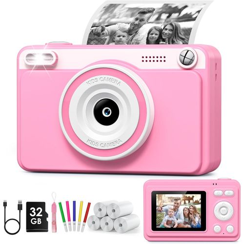 Appareil Photo Instantané, 2.4"" Écran Appareil Photo Enfant avec 32GB & 5 Rouleaux de Papier d'impression, Cadeau pour Enfant Garçons Filles 3-14 Ans