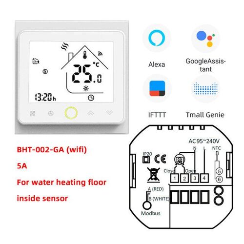 Thermostat intelligent Wifi 3A Controleur de température APP Télécommande pour chaudière à eau/gaz Fonctionne avec Alexa Google Home,GALW(Wifi)-Blanc
