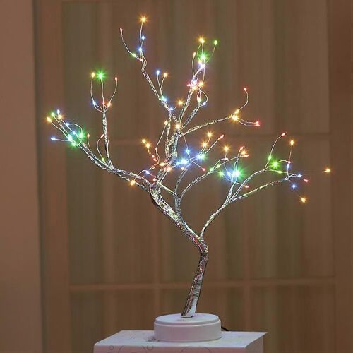 Lampe de sapin de bonsaï de table LED fil de cuivre guirlandes lumineuses, interrupteur tactile, lampe d'arbre artificiel bricolage, USB ou alimenté par batterie, pour chambre à coucher de bureau Noël