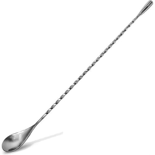 Cuillère À Mélanger En Acier Inoxydable De 12 Pouces, Outil De Bar À Cocktails Cuillère En Spirale À Manche Long, Argent