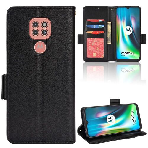 Étui Pour Motorola Moto E7 Plus Portefeuille Cuir Pu Boucle Latérale Magnétique Titulaire De Fentes Pour Cartes - Noir