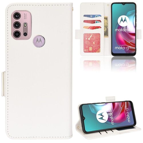 Étui Pour Motorola Moto G10/G10 Puissance Magnétique Portefeuille Cuir Pu Boucle Latérale Titulaire De Fentes Pour Cartes - Blanc