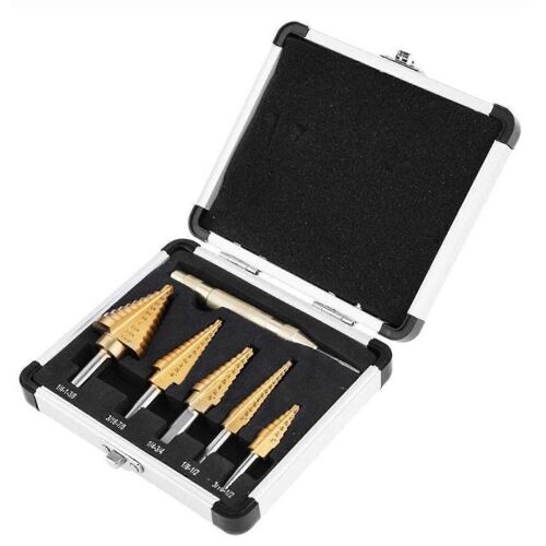 6Pcs titane plaqué étagée foret poinçon central flûte droite tige triangulaire pagode impériale cône foret