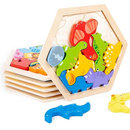 Puzzles en bois pour tout-petits Dessin animé Animal 3D Jigsaw Toys Apprentissage Éducatif Jouets De Développement Pour 3 À 6 Ans Type D¿animal