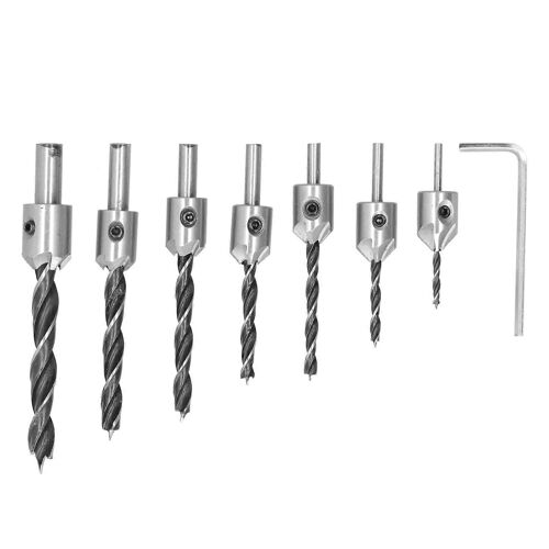 7 Pcs Forets Fraiser Ensemble Travail Du Bois Haute Vitesse En Acier Contre-Plomb Foret Pour La Menuiserie