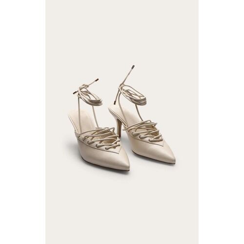 Escarpins Style Mules Crème Lacets Crème