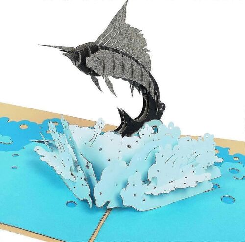 Swordfish 3d Pop Up Cartes de v?ux Fête des pères Cartes-cadeaux pour l #39;appréciation, se rétablir, la sympathie, les cartes-cadeaux pour le jour de Thanksgiving, la remise des diplômes, le mariage