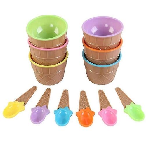 Six Couleurs / Ensemble De Bols À Crème Glacée Avec Une Cuillère Est Un Merveilleux Cadeau Pour Les Enfants Dessert Crème Glacée