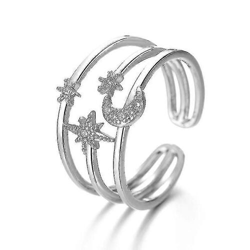 Délicat Cristal Astral Lune Ouverte Bague Diamant Réglable Doigt Pouce Band Bijoux Cadeaux Bb