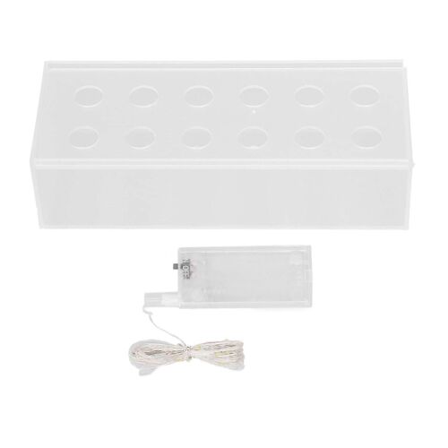 Vase à fleurs rectangulaires à 12 trous avec lumière LED Vases modernes en acrylique clair Pièce maîtresse florale longue pour table à manger