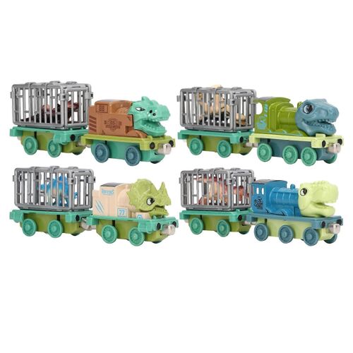 8 Pcs Dinosaure Transport Voiture Jouet Connexion Magnétique Alliage Dinosaure Transport Camion Jouets pour Enfants