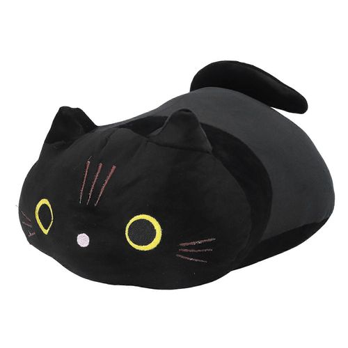 Dessin Animé Chat Noir Coussin Jouet Yeux Ronds Expression Mignonne En Peluche Animal Poupée Jouet pour La Décoration De La Maison