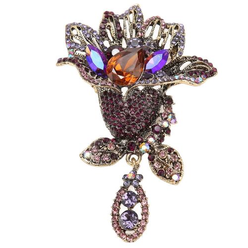 Broche Fleur Broche Élégant Exquis Alliage Strass Pétale Broche Broche Pour La Fête De Mariage