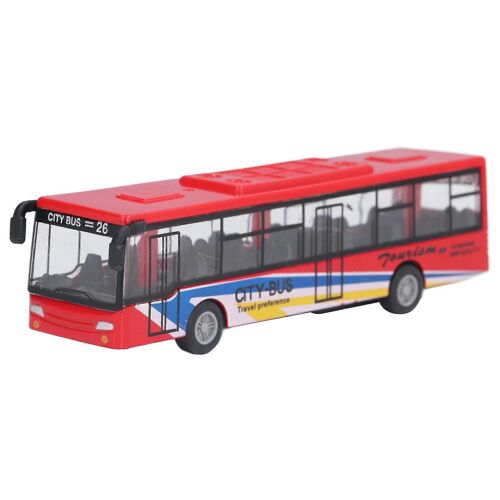 Modèle d'autobus jouet alliage rouge réaliste vif petit modèle d'autobus portable voiture ornement cadeau pour les plus de 3 ans
