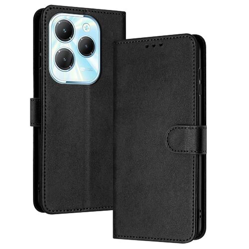 Étui Pour À Basdernier Infinix Hot 40/ 40 Pro Bicelle Couleur Pure Avec Boucle Cuir Pu Avec Fente Pour Carte - Noir