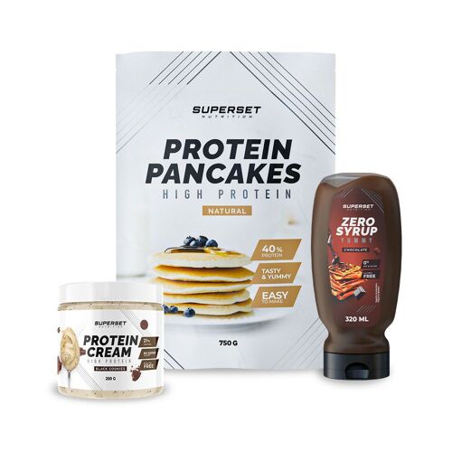 Pack Petit-Déj ¿ Pancakes Nature - Protein Cream Black Cookies + Zero Syrup Chocolat 